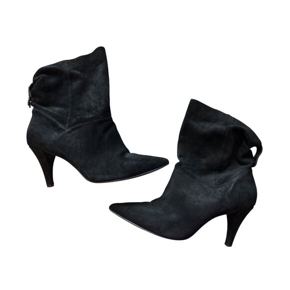 Michael Michael Kors Black Carey Suede Ankle Boots Slouchy Pointed Toe Size 9 - Picture 2 of 8